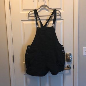 F21 Black Short Overalls
